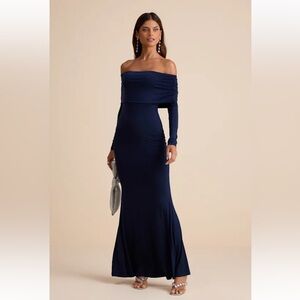 NWT Lulus Effortlessly Stunning Navy Off-the-Shoulder Maxi Dress